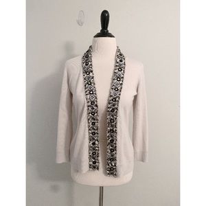 Tory Burch Jeweled Open Cardigan Cream Sz S